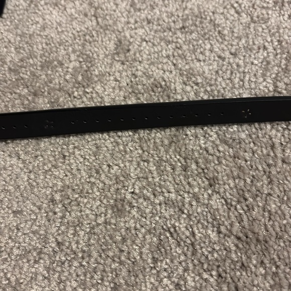 Vintage black silver buckle Studded slim faux leather belt Sz S - Picture 10 of 13